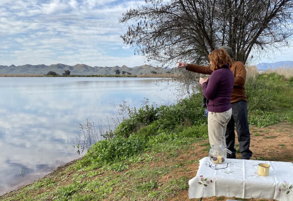Enjoy your morning coffee overlooking the dam near Oudtshoorn